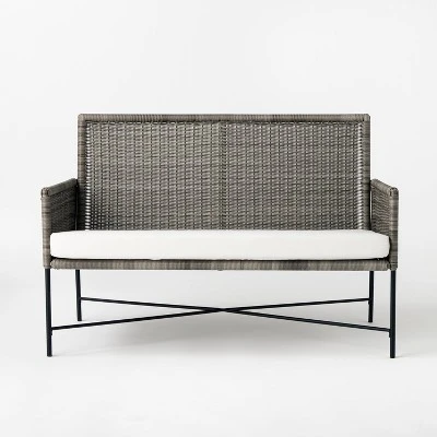 Wicker & Metal X Frame Patio Loveseat - Gray - Threshold™ Designed With Studio McGee - Image 2
