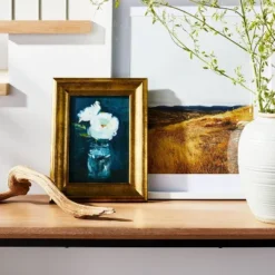 11" X 14" Floral Arrangement Framed Wall Canvas Gold/Navy - Threshold™ Designed With Studio McGee