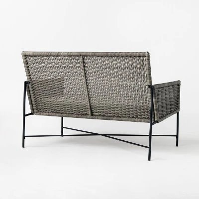 Wicker & Metal X Frame Patio Loveseat - Gray - Threshold™ Designed With Studio McGee - Image 3