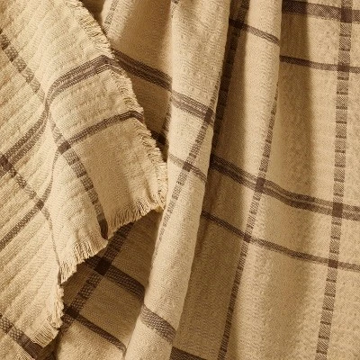 Plaid Gauze Throw Blanket With Frayed Edges Brown - Threshold™ Designed With Studio McGee - Image 2