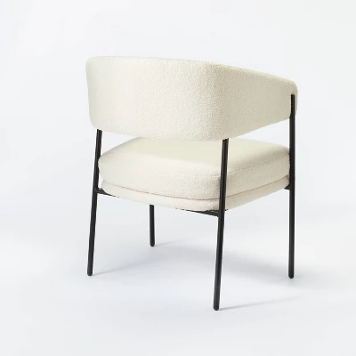 Rosemead Metal Frame And Rounded Back Faux Sherling Accent Chair Cream - Threshold™ Designed With Studio McGee